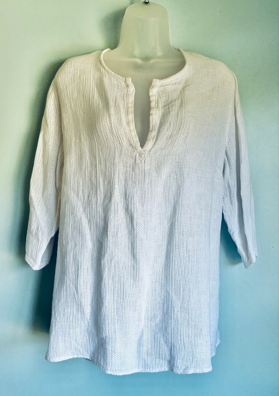 Soft Surroundings 100% Linen Blouse White XL Summer Coastal Beach